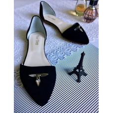 Балетки з чорної замші з фурнітурою Арт.: 17-1/3595