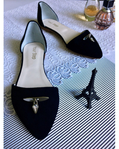 Балетки з чорної замші з фурнітурою Арт.: 17-1/3595