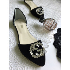 Балетки з чорної замші з фурнітурою Арт.: 17-1/57583