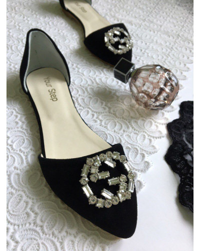 Балетки з чорної замші з фурнітурою Арт.: 17-1/57583