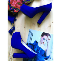 Туфли на высоком каблуке из ярко-синей замши Арт. 95-8Ok-Os