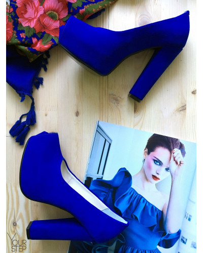 Туфли на высоком каблуке из ярко-синей замши Арт. 95-8Ok-Os