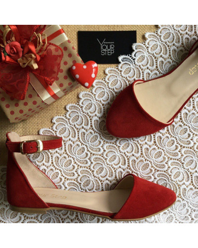 Босоножки из замши красного цвета Арт. 01-2