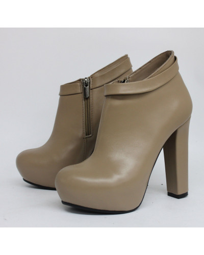 Ботильоны бежевого цвета на обтяжном каблуке Арт. 951-3ОК