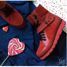 Ботинки на шнуровке красного цвета Арт. 05-12EI