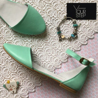 Босоножки из кожи цвета мяты Арт. 01-2