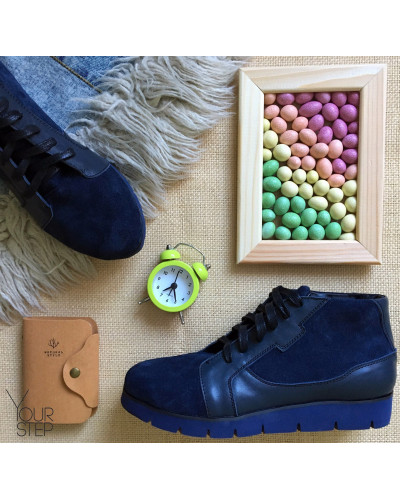 Ботинки на шнуровке синего цвета Арт. 05-11EI