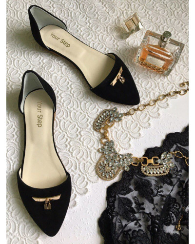 Балетки з чорної замші з декором Арт.: 17-1/3582