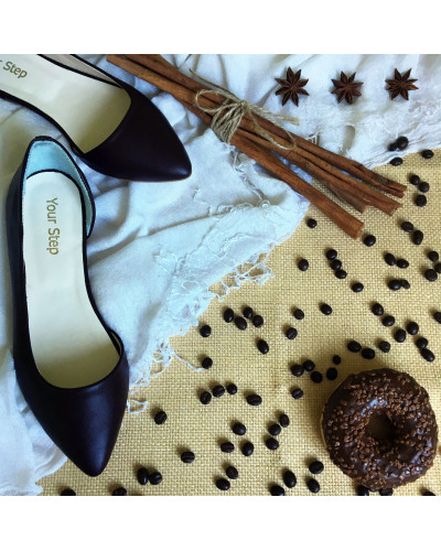 Балетки зі шкіри кольору бордо з гострим носом Арт.: 17-4