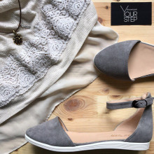 Босоножки из замши серого цвета на белой подошве Арт. 01-2VG