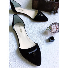 Балетки з чорної замші з декором Арт.: 17-1/3582