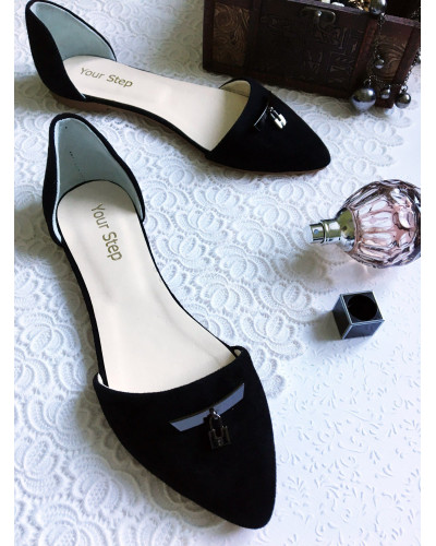 Балетки з чорної замші з декором Арт.: 17-1/3582