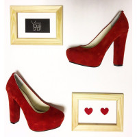 Туфли на высоком каблуке из красной замши Арт. 95-7Ok-Os