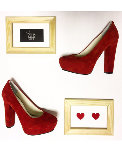 Туфли на высоком каблуке из красной замши Арт. 95-7Ok-Os