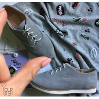 Туфли из замши серого цвета на белой подошве Арт. 01-8R