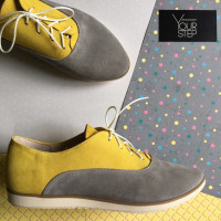 Туфли из натуральной замши двух цветов на белой подошве Арт. 01-8R​