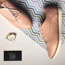 Туфли из кожи цвета пудры на белой подошве Арт. 01-8R