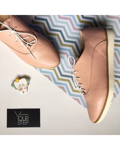 Туфли из кожи цвета пудры на белой подошве Арт. 01-8R