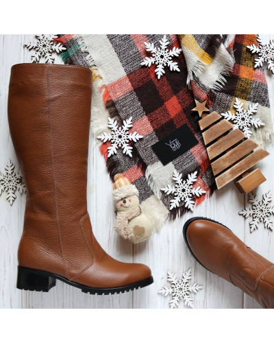 Чоботи із рудої шкіри Арт. 30-1