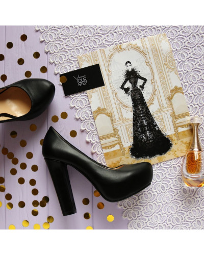 Туфли на высоком каблуке из черной кожи Арт. 95-7Ok-Os