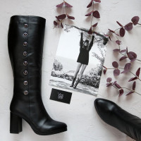 Чоботи із чорної шкіри Арт. 52-1Ок-3326(1)