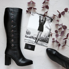 Чоботи із чорної шкіри Арт. 52-1Ок-3326(1)