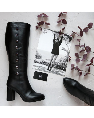 Чоботи із чорної шкіри Арт. 52-1Ок-3326(1)