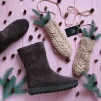 Полусапоги из замши цвета какао Арт. 12-2(Ls6)