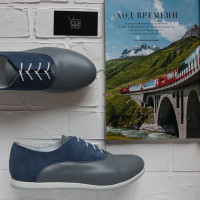 Кеды из замши цвета джинс с серым носком Арт. 05-1(Am4)