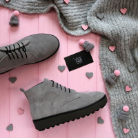 Черевики із сірої замші 12-20(Ls6)