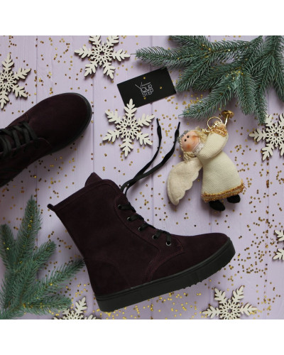 Ботинки из замши цвета баклажан 12-6/21613