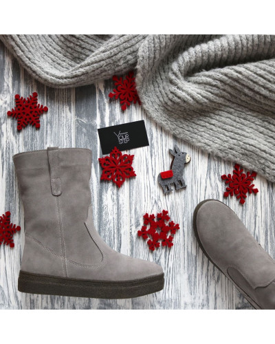 Полусапоги из светло-серой замши Арт. 12-2Ls