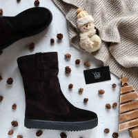 Полусапоги из замши бордового цвета с напылением Арт. 12-2/21613