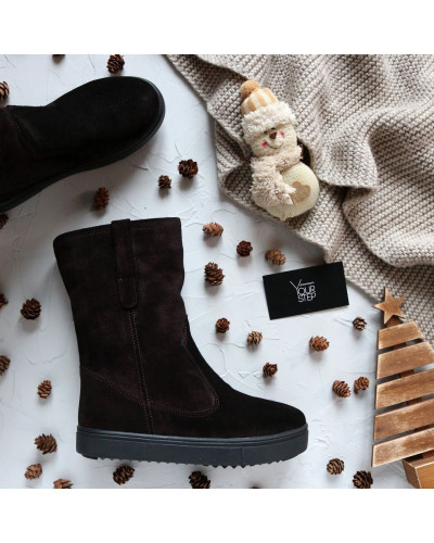 Полусапоги из замши бордового цвета с напылением Арт. 12-2/21613