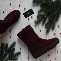 Полусапоги из замши бордового цвета Арт. 12-2(Ls6)