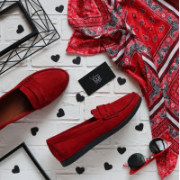 Мокасины из красной замши Арт. 05-10(Am4)