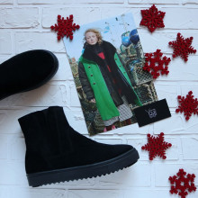 Подростковые ботинки со скрытыми резинками из черной замши Арт. 12-28/21613