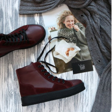 Ботинки из кожи и замши бордового цвета 51-3/152