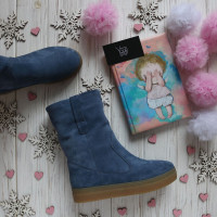 Полусапоги из замши цвета джинс Арт. 12-2Ls