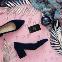 Туфлі-човники з яскраво-синьої замші Арт. 657-1/47Ok