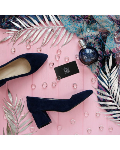 Туфлі-човники з яскраво-синьої замші Арт. 657-1/47Ok