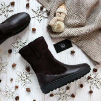 Полусапоги из бордовой замши с напылением с кожаным низом Арт. 12-2(Ls6)