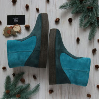 Ботинки из натуральной замши голубого цвета и цвета ель Арт. 12-19Ls