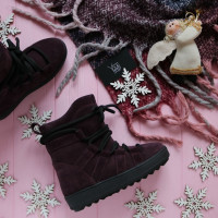 Ботинки из замши цвета баклажан Ls6-2