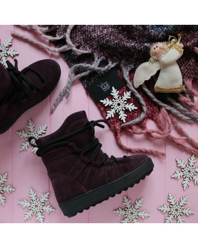 Ботинки из замши цвета баклажан Ls6-2