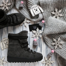 Ботинки из темно-серой замши Ls6-2