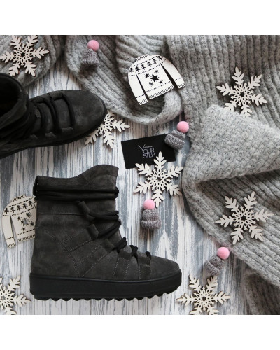 Ботинки из темно-серой замши Ls6-2