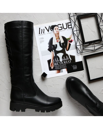 Чоботи-трансформери із чорної шкіри 12-32(S2)