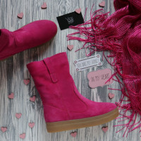 Полусапоги из замши цвета фуксии Арт. 12-2Ls