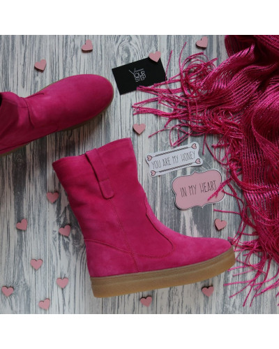 Полусапоги из замши цвета фуксии Арт. 12-2Ls